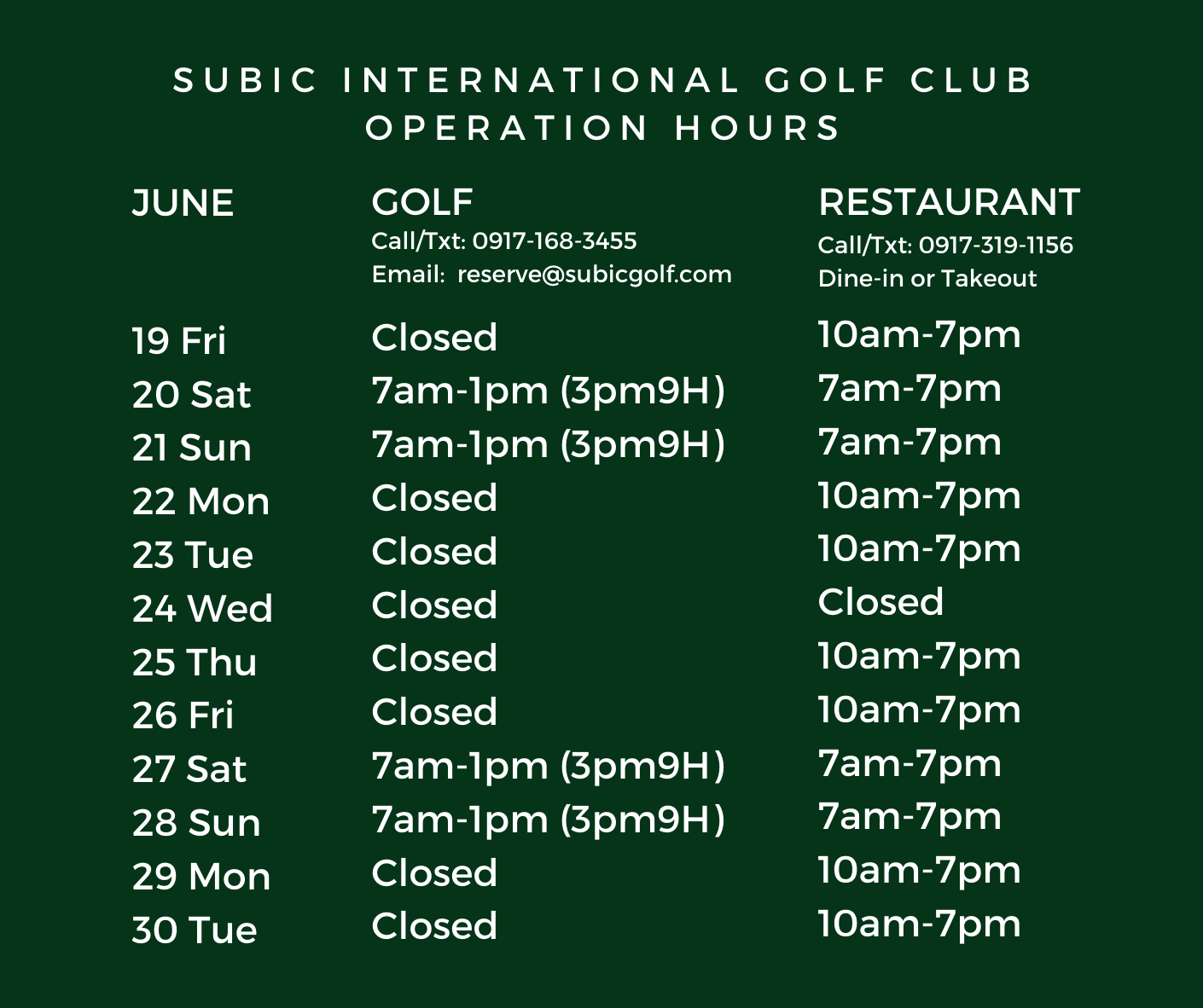 SIGC Operation June19th – June 30