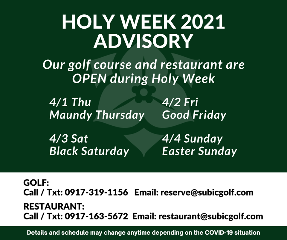 Holy Week 2021 Advisory