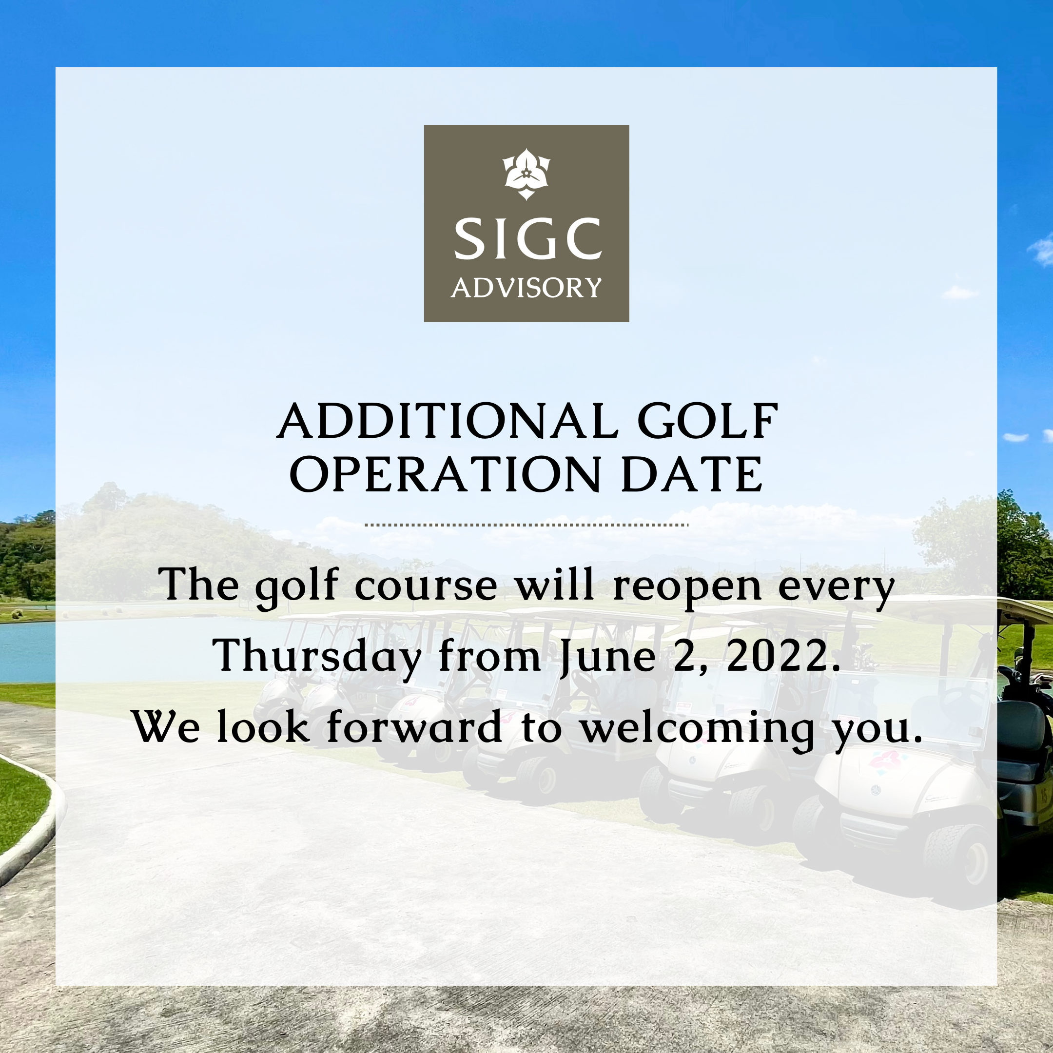 Additional Golf Operation Date