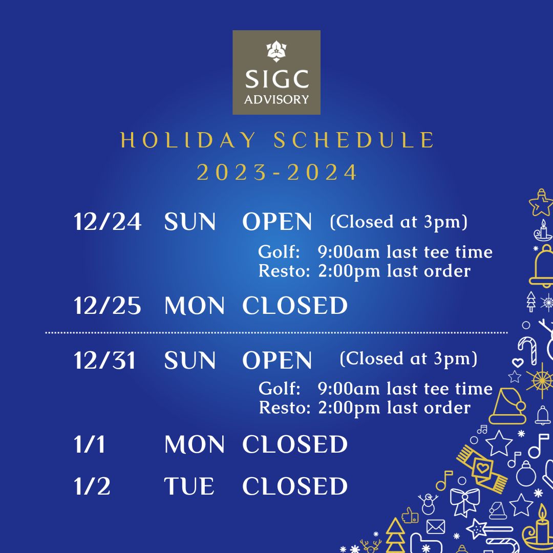 HOLIDAY SCHEDULE 2023